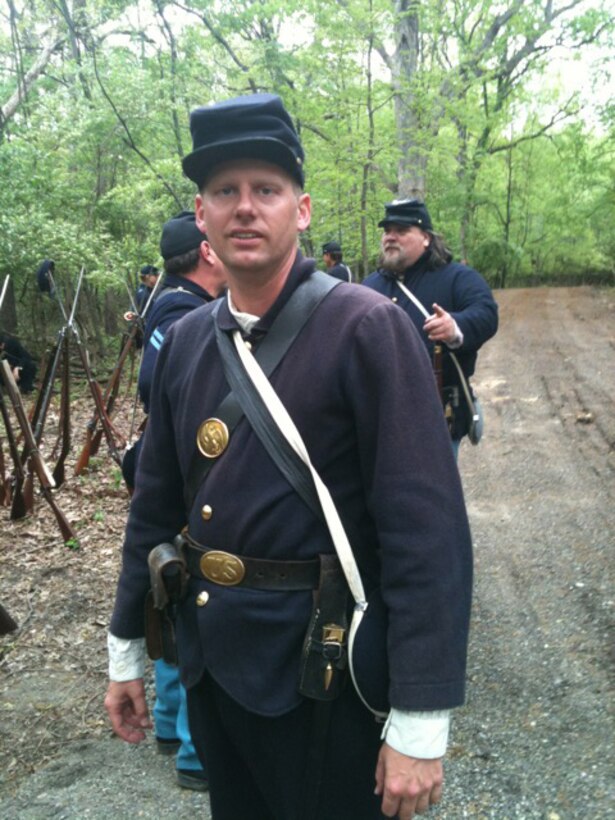 "Private" Prather on Saturday, April 30 during a re-enactment at Jefferson Barracks in St. Louis. (Courtesy photo)