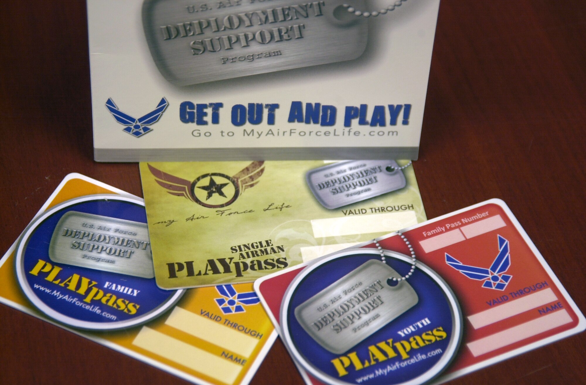 The PLAYpass offers free and discounted participation in activities and trips for those affected by deployment: single servicemembers and family members.  The program was known during Year of the Air Force Family last year as the DePLAYment program. (U.S. Air Force photo/Connie Hempel)
