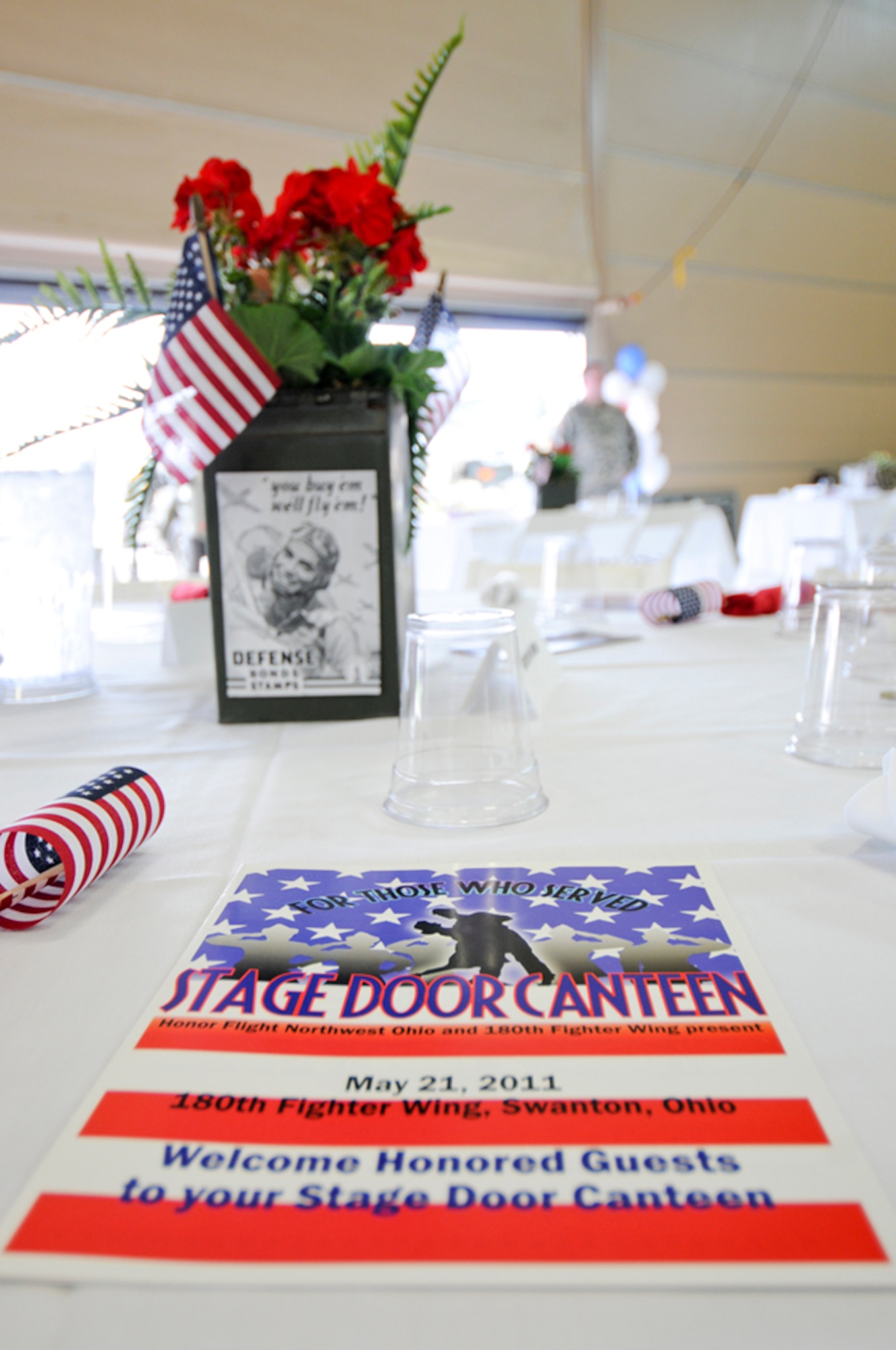 The 180th Fighter Wing and Honor Flight of Northwest Ohio hosted the Stage Door Canteen, May 21 at the 180th Fighter Wing. The hangar was transformed into a scene of a WWII canteen dance.