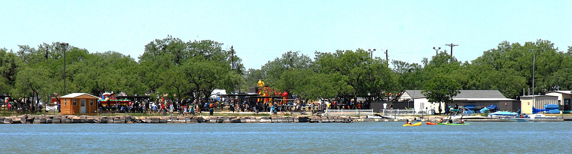 GOODFELLOW AIR FORCE BASE, Texas-- Military servicemembers and families enjoy a day at the Goodfellow Recreational Camp for the 6th annual Goodfellow Appreciation Day May 23. The event was sponsored by local businesses and included several events, bungee run, rock climbing, food, drinks and music. (U.S. Air Force photo/Airman 1st Class Michael Smith)