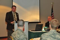MINOT, N.D. -- Detective Michael T. Berglund, 5th Security Forces Squadron lead detective, received the award for the Optimist Club’s Outstanding Law Officer of the Year here May 18. Mr. Berglund has served the base for more than 25 years now, previously as an active duty Airman, now as a civilian officer. He is currently assigned as the lead detective for the security forces investigation section managing a four-person investigation section, assigning cases and duty schedules, providing commanders with immediate feedback, investigating crimes involving military personnel and collecting and processing evidence. (U.S. Air Force photo/ Senior Airman Jesse Lopez)