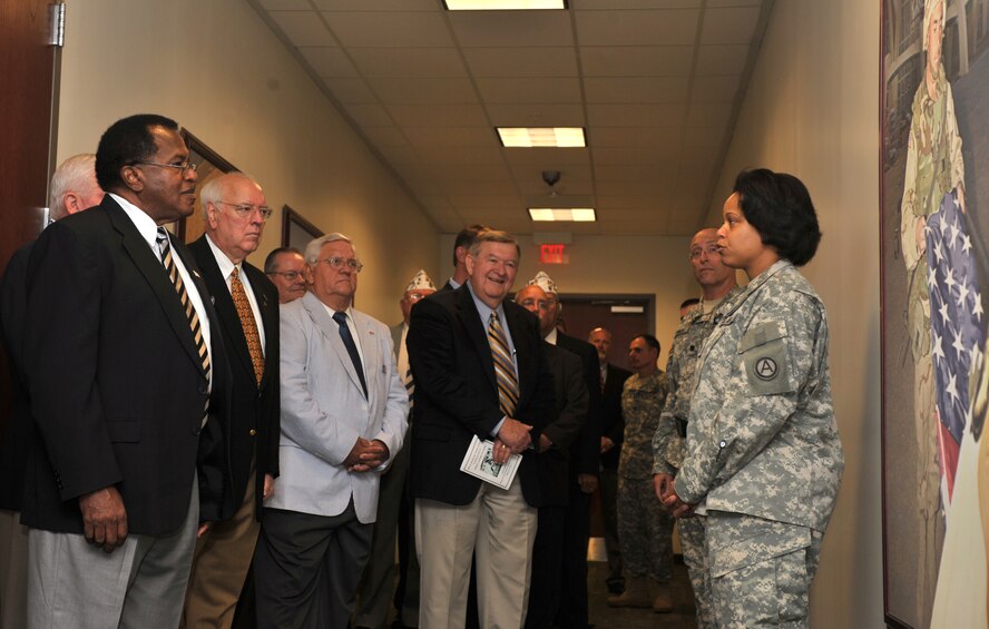 SHAW AIR FORCE BASE, S.C. - Members of the Sumter community tour Third Army's Patton Hall, a command and control facility that will serve as the unit's new
headquarters at Shaw Air Force Base, S.C., May 20. Third Army has been transferring to the Sumter, S.C. community after a 2005 Base Realignment and Closure mandate ordered the closure of Fort McPherson, Ga. (U.S Air Force Photo/ Airman 1st Class Ashley Gardner) (Released)
