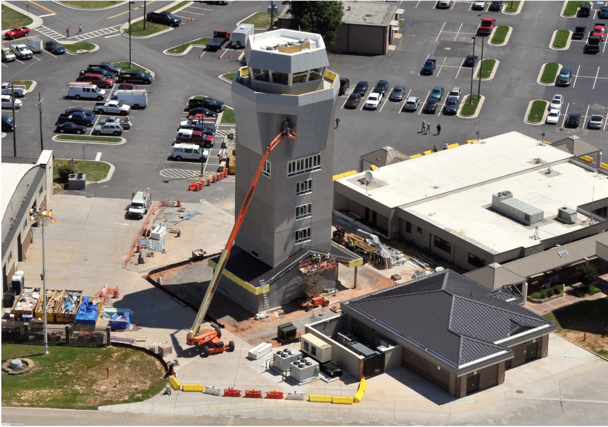 Construction of Dobbins Air Reserve Base air traffic control tower continues with 70 percent of the project completed.  (Photo by Aerial Innovations of Georgia, Inc.)