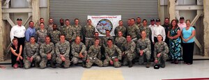 Members of the 437th Airlift Wing 2011 Air Mobility Command Rodeo team, pose
with Joint Base Charleston Honorary Commanders and Advisory Council members
during a team announcement ceremony here, May 24. The Rodeo focuses on
improving the worldwide air mobility forces' professional core abilities by
challenging Airmen on their daily duties, physical capabilities, mental
strength and camaraderie. The civic leaders will attend to provide support
for the team.
