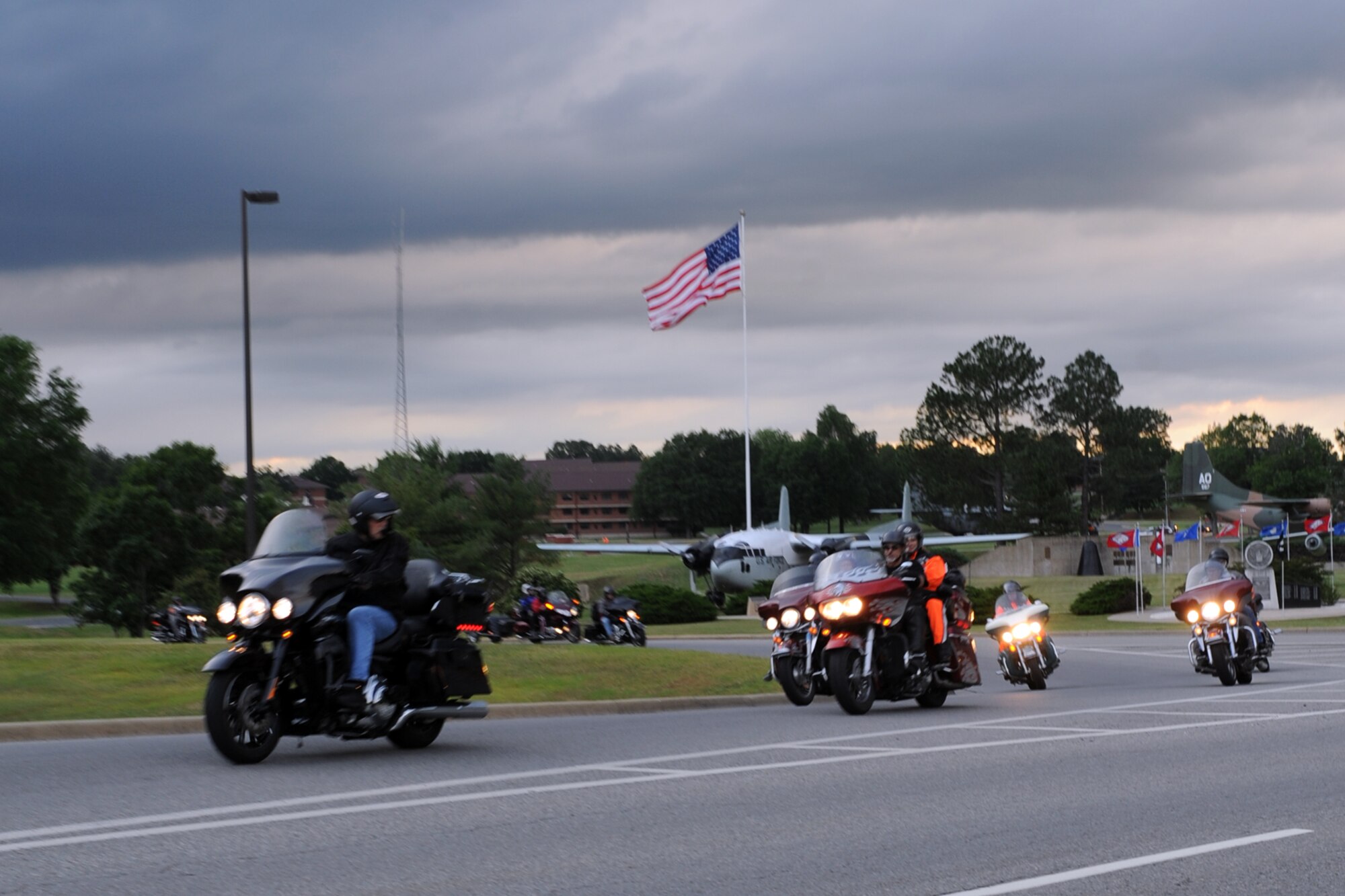 Carry the Flame Across America motorcyclists passed through Little Rock Air Force Base, Ark., May 24, 2011.  Carry the Flame Across America is a two-and-a-half week motorcycle trip, which will end on Memorial Day. The final destination is the Iwo Jima memorial in Washington D.C. Carry the Flame Across America is a non-profit organization of motorcyclists that provides financial and educational support to military families and children across the United States. (U.S. Air Force photo/Airman 1st Class Rusty Frank)