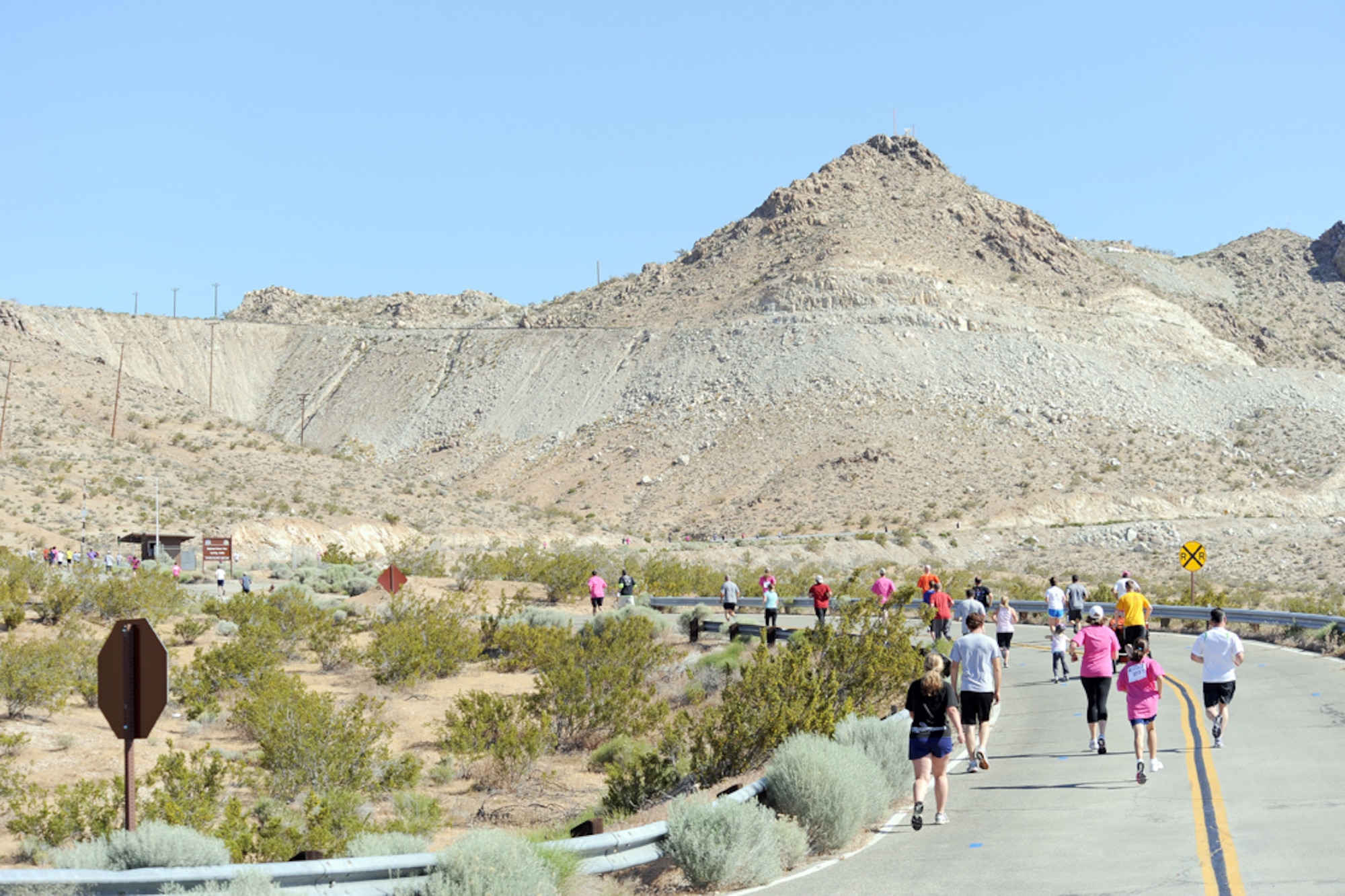 Two hundred Team Edwards members took the challenge of conquering Leuhman Ridge during the Air Force Research Laboratory Detachment 7 Rat Race May 20. Organizers say this course is the highest and most daunting at Edwards. (Air Force photo by Ron Fair)