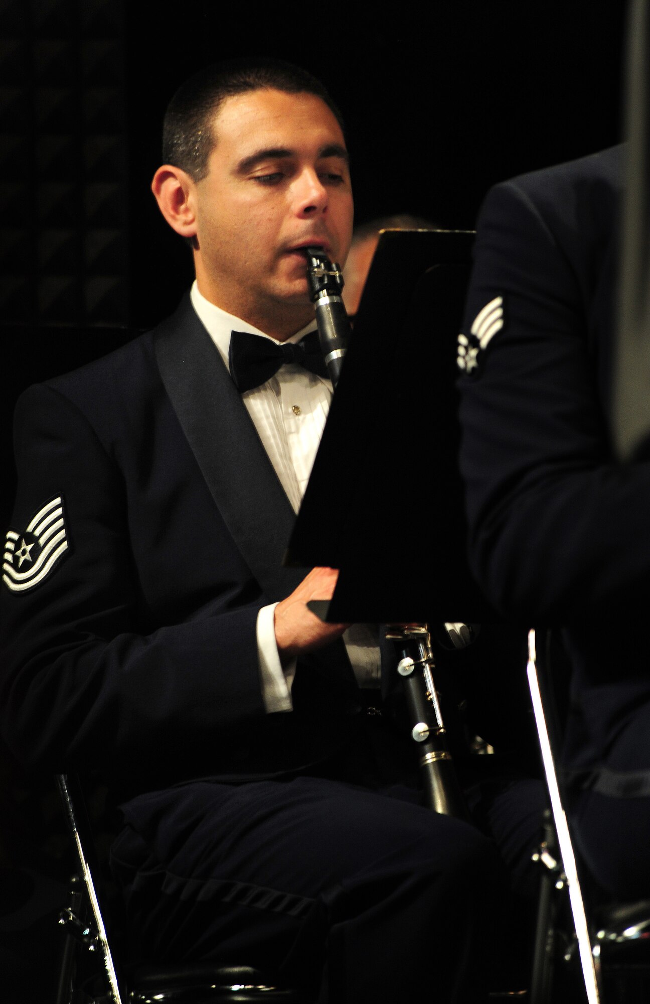 U.S. Air Force Tech. Sgt. Igor Poklad, clarinetist and publicity representative with the United States Air Forces in Europe Band, performs durring a concert, May 4, 2011, Bratislava, Slovakia. The USAFE concert band was on tour through three countries, performing at eight locations as a part of a building partnerships capacity and community outreach initiative. (U.S. Air Force Photo by Tech Sgt. Jocelyn L. Rich)
