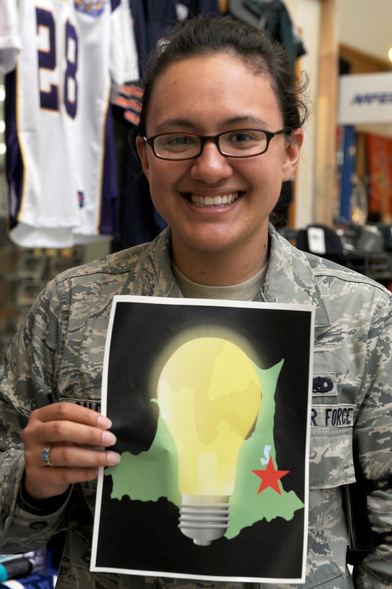 MISAWA AIR BASE, Japan -- Airman Stephanie Saldivar, 35th Maintenance Squadron munitions storage technician, says "Every time I leave my dorm room I make sure I turn off all fans and lights and make sure there's no water dripping from the faucet or shower head." (U.S. Air Force photo/Staff Sgt. Marie Brown/Released)