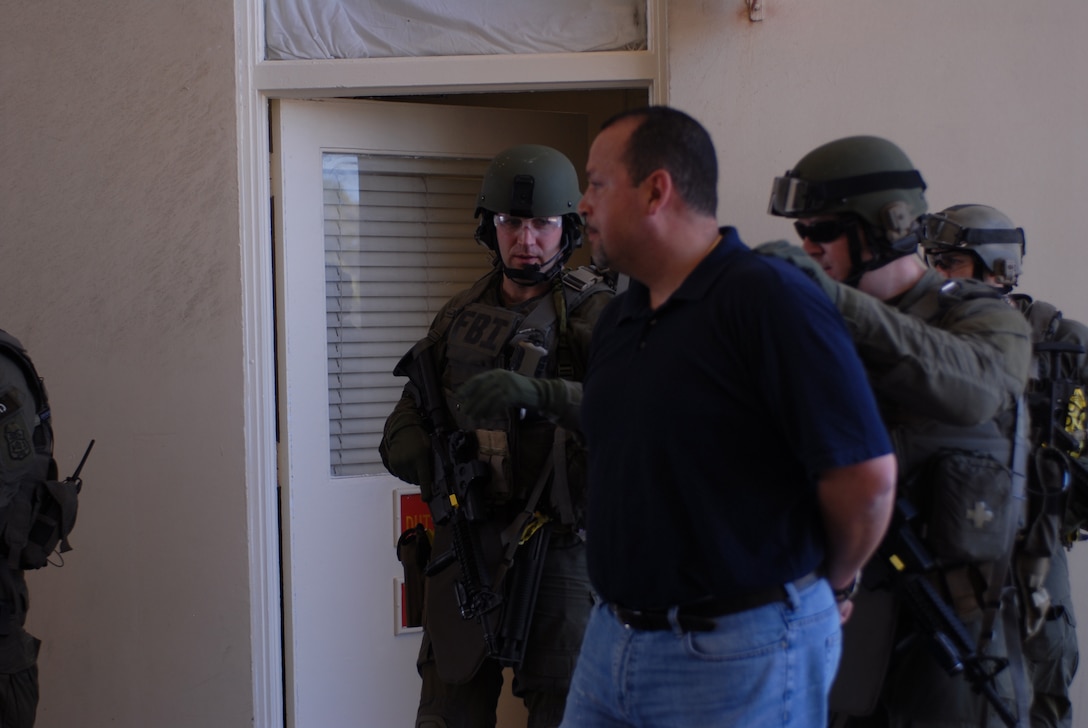 The Federal Bureau of Investigation captured the hostile, Juan C. Toranzo, and actor with Headquarters Marine Corps. HQMC provided support for the annual exercise.