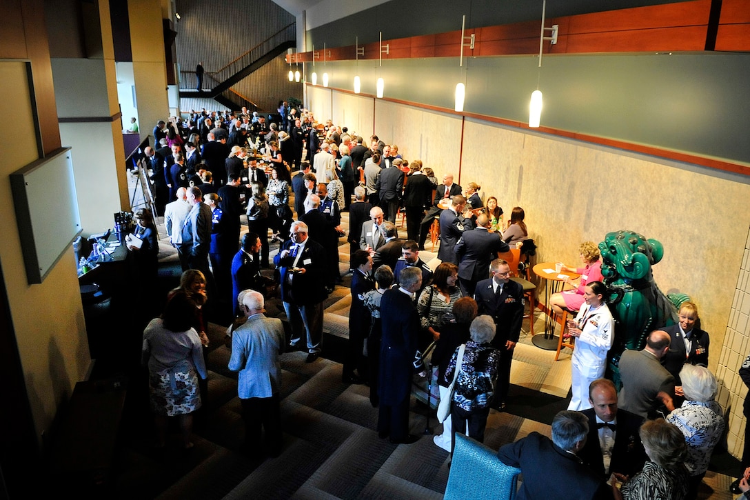 The pre-concert reception for the Armed Forces Week Concert provides a meeting place for high-ranking officials, dignitaries, local civilian leaders, and prominent businessmen and women. The Armed Forces Week Concert by the United States Air Force Academy Band has become a center-piece for the activities and events surrounding Armed Forces Week in Colorado Springs, Colorado.