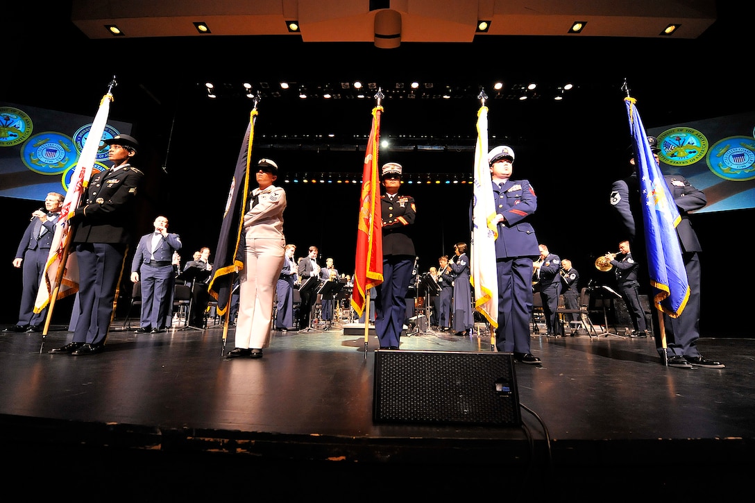 The United States Air Force Academy Band honors the servicemen and women who have come before us by performing a medley of the Service Songs of the Armed Forces of the United States of America. Audience members always get a charge from standing and singing along with the Service Song from the branch of the Armed Services in which they or their family members served.