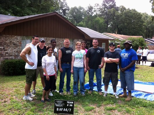 SHREVEPORT, La. - Almost a dozen members of the Eighth Air Force A4/7 participated in the “Paint Your Heart Out Shreveport” project May 21. The project helped fix up more than 50 homes in Shreveport. (U.S. Air Force photo by Master Sgt. Lee Meyers)