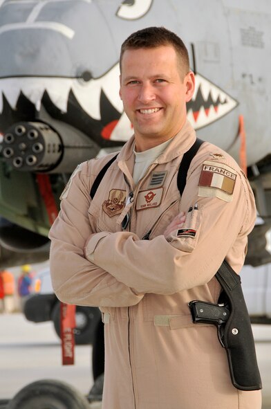 Commandant (Maj.) Yann “Shrek” Malard, 75th Fighter Squadron A-10C Thunderbolt II pilot, has been in the officer exchange program since 2009 and originally flew a Mirage2000D, which is similar to the A-10. Through his experience flying with American pilots, Major Malard said he has learned many things he’d be able to share when he returns to France. (Contributed photo)