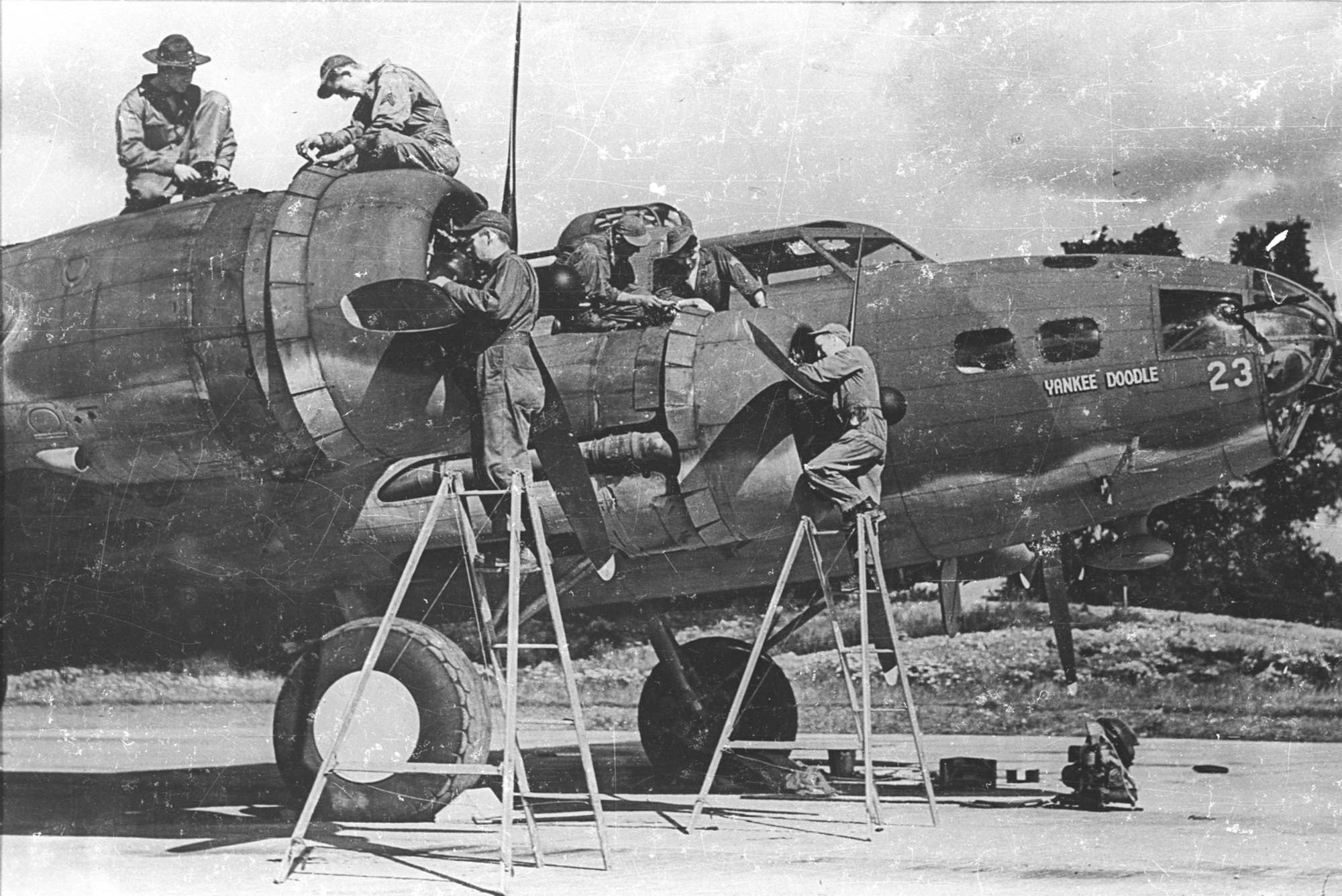 "Yankee Doodle" commanded by Brig. Gen. Ira C. Eaker on the first B-17 bombing mission against Europe, Aug. 17, 1942. (U.S. Air Force photo)