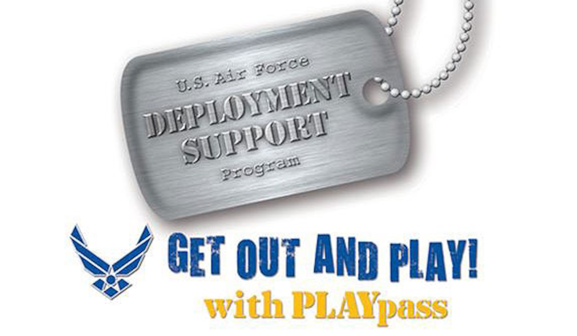 PLAYpass cards are available for single Airmen returning from deployments and families of deployed Airmen. The cards are valued at more than $500 and feature discounts on services activities such as child care and recreation programs. (U.S. Air Force graphic/Carol Sudy) 
