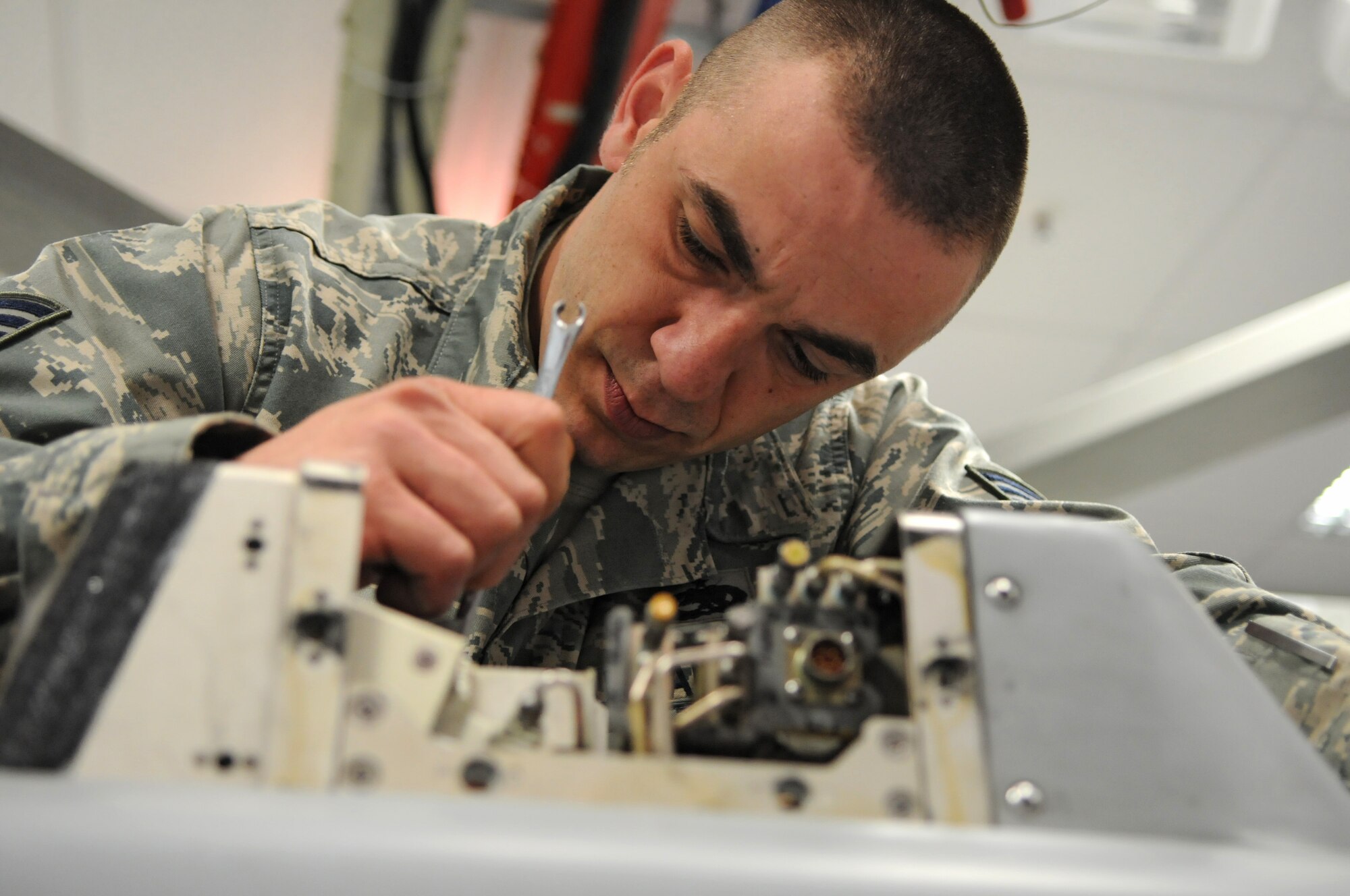 SPANGDAHLEM AIR BASE, Germany – Staff Sgt. James M. Becvar, 52nd Component Maintenance Squadron avionics production supervisor, is the Super Saber Performer for the week of May 27- June 2. (U.S. Air Force photo/Airman 1st Class Matthew Fredericks)