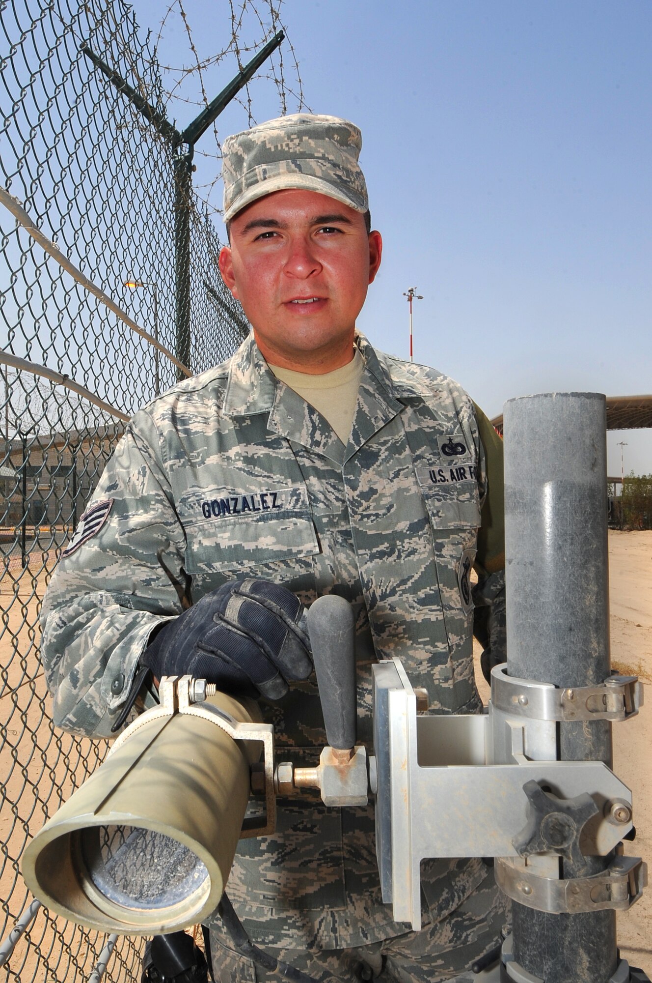 Staff Sgt. Juan Gonzalez is deployed from the 60th Security Forces Squadron at Travis Air Force Base, Calif. (U.S. Air Force photo by Senior Airman Cynthia Spalding)