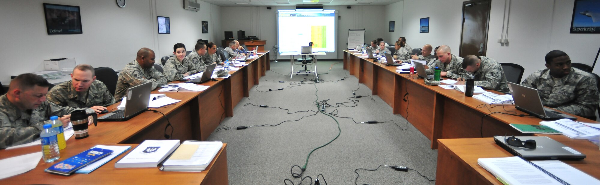 Incirlik Airmen participate in the Integrated Defense Risk Management Process and Force Protection training May 12, 2011 at Incirlik Air Base, Turkey.  The week-long training was designed to familiarize the Airman with ForcePRO software and look at security vulnerabilities differently.  (U.S. Air Force photo by Staff Sgt. Alexandre Montes/Released)