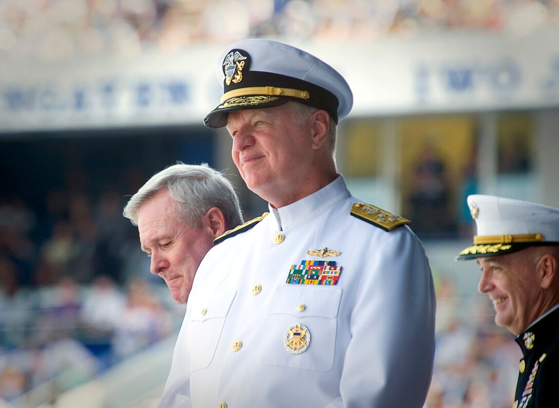 Navy Adm. Gary Roughead, chief of Naval Operations, participates in the U.S. Naval Academy commencement ceremony in Annapolis, Md., May 27, 2011. 