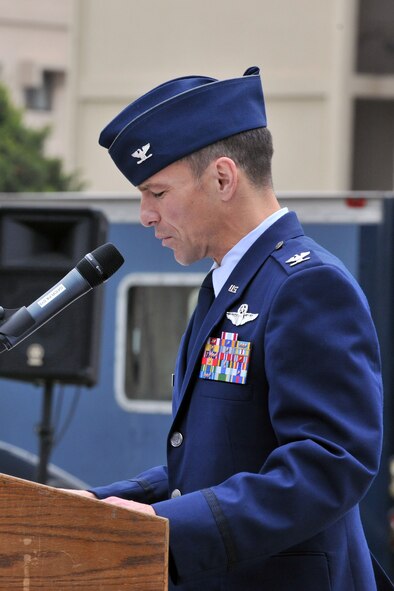 KUNSAN AIR BASE, Republic of Korea – Col. Scott Pleus, 8th Fighter Wing commander, speaks during the 2011 Memorial Day ceremony here May 27. Memorial Day honors all American service members for their sacrifices and dedication. (U.S. Air Force photo/Senior Airman Brittany Y. Bateman)