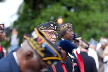 NEW YORK - Members of various veteran service organizations listened to remarks by Major Gen. Richard Mills, a Huntington, N.Y., during the Memorial Day wreath laying ceremony at the Soldiers' and Sailors' Monument, May 30. More than 3,000 Marines, Sailors and Coast Guardsmen in the area participating in community outreach events and equipment demonstrations as part of Fleet Week New York 2011. This is the 27th year New York has hosted the sea services for Fleet Week. (Official Marine Corps photo by Sgt. Randall A. Clinton / RELEASED)