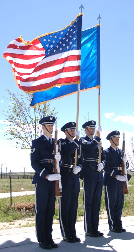 Airmen from the Ellsworth Air Force Base, S.D. Honor Guard prepare to render honors during a funeral at the Nebraska Veterans Cemetery, Alliance, Neb., May 27, 2011. The funeral was in honor of 1st Lt. Clark Kooper, a U.S. Army Air Force pilot, shot down during World War II. (U.S. Air Force photo by Senior Airman Jarad A. Denton)