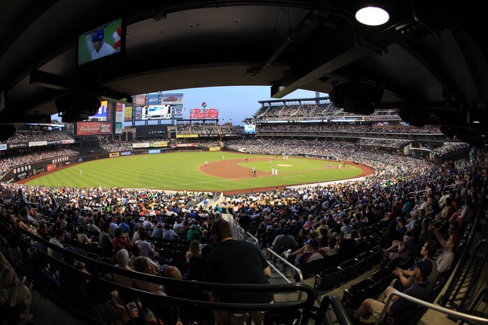 Marines and Sailors attend a New York Mets game, at Citi Field, during their time off during Fleet Week New York 2011, May 30. Various units from II Marine Expeditionary Force and Marines Forces Reserve have organized under the 24th Marine Expeditionary Unit to form the Special Purpose Marine Air Ground Task Force - New York. The Marines are embarking on the Navy’s Amphibious Assault Ships, the USS Iwo Jima (LHD -7) and USS New York (LPD-21) to take part in New York City's Fleet Week from May 25 to June 1, 2011. There, the Marines will showcase the capabilities of the MAGTF, and also honor those who have served by participating in a various of events during the Memorial Day weekend.