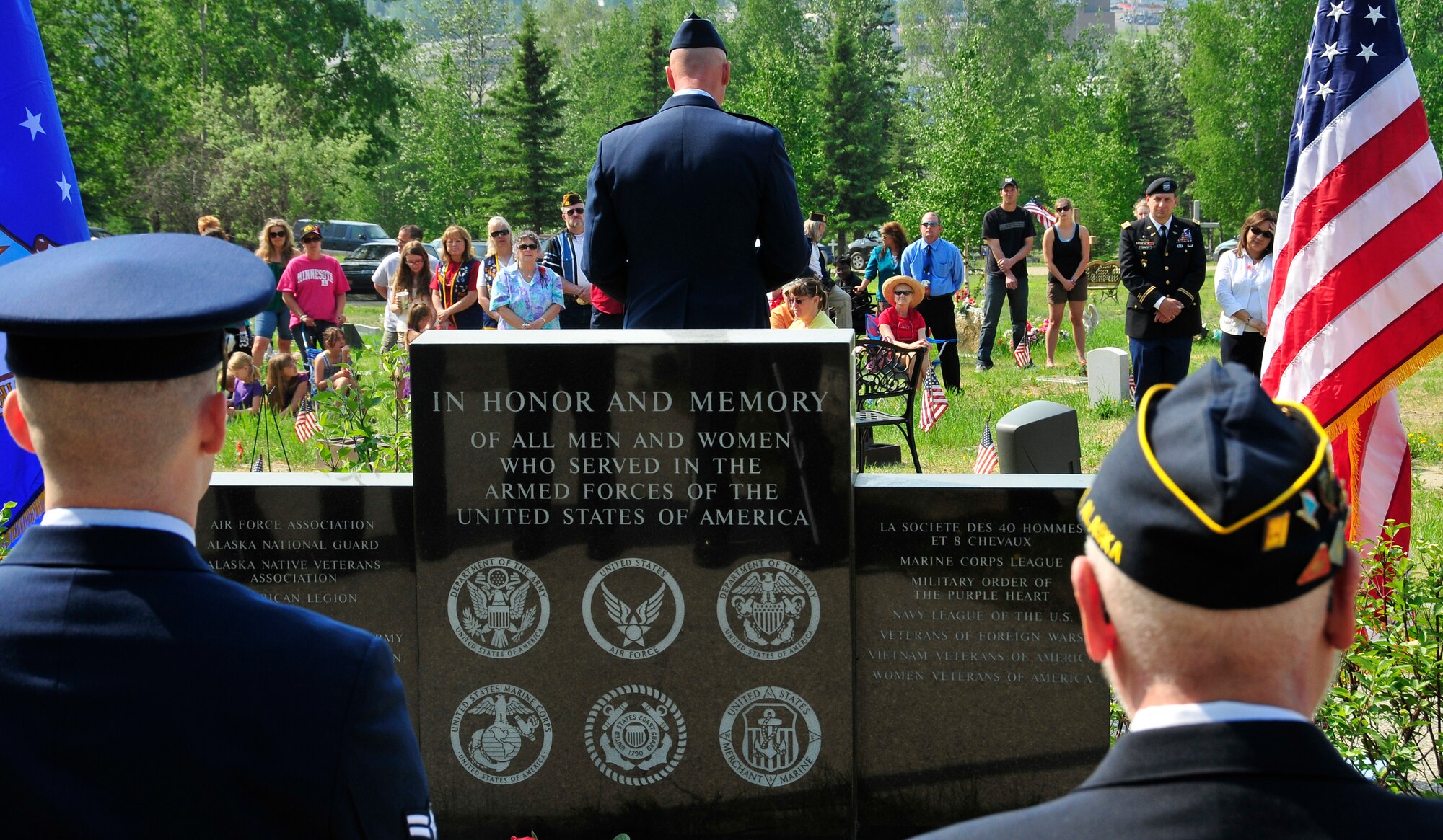Brig. Gen. James N. Post III speaks during Birch Hill Memorial Day Service at the Birch Hill Cemetery May 30, 2011, Fairbanks, Alaska.  The American Legion Post 30 held services throughout Fairbanks in honor of all men and women who served in the U.S. Armed Forces.  General Post is the 354th Fighter Wing commander.   (U.S. Air Force photo/Staff Sgt. Miguel Lara III)