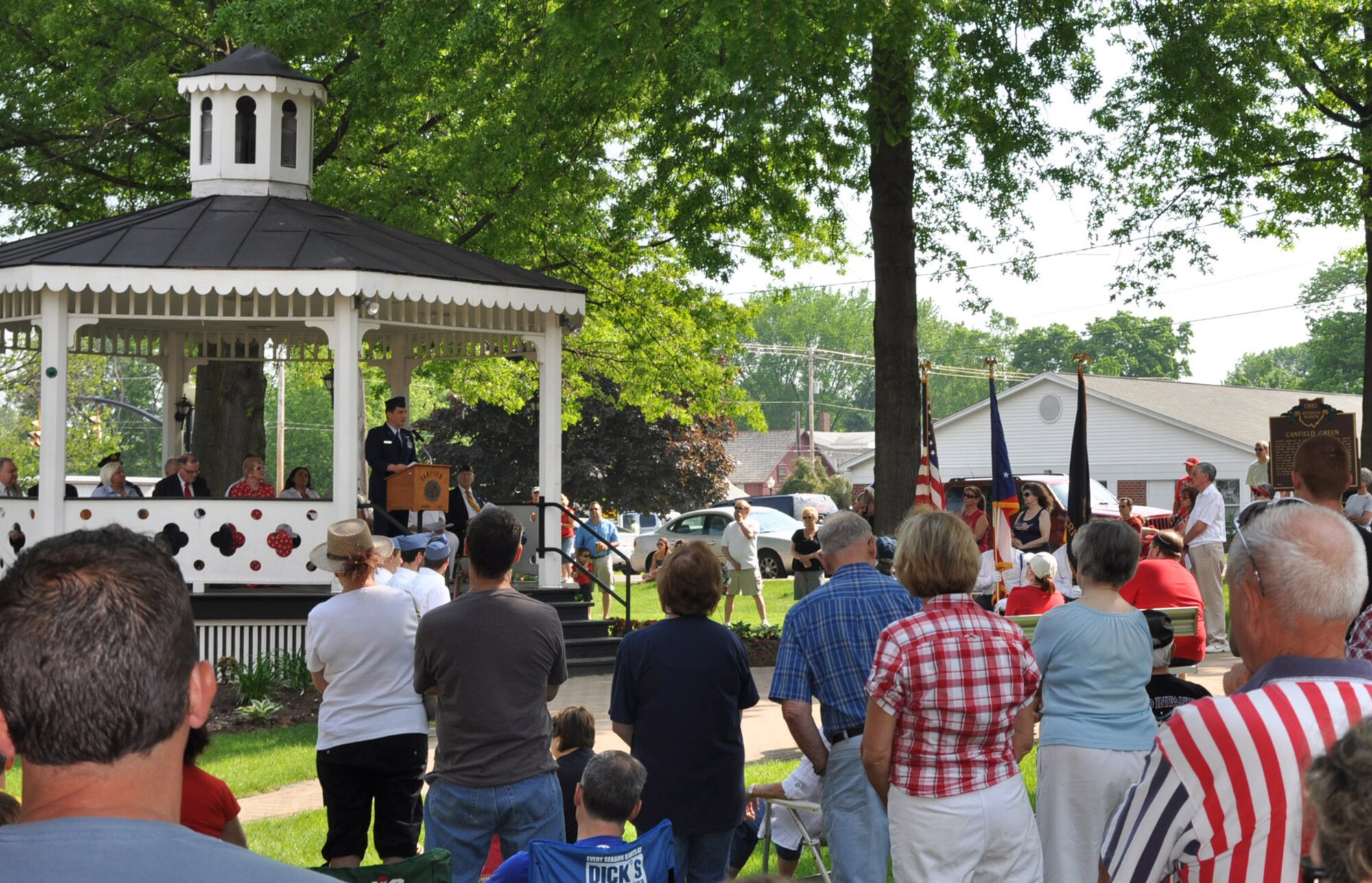 CANFIELD, Ohio — Air Force Reservist Lt .Col. John Boccieri, a command C-130 pilot and former U.S. Congressman, gives a Memorial Day speech to a crowd of more than 500 local residents May 30.
