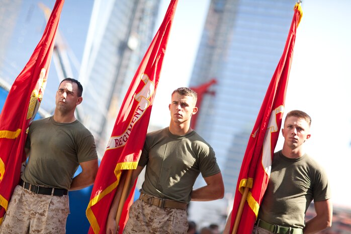NEW YORK - Marines with the 24th Marine Expeditionary Unit led a run to Ground Zero, May 31. The majority of Marines with the 24th MEU joined the Marine Corps after the attacks of Sept. 11. More than 3,000 Marines, Sailors and Coast Guardsmen in the area participating in community outreach events and equipment demonstrations as part of Fleet Week New York 2011. This is the 27th year New York has hosted the sea services for Fleet Week. (Official Marine Corps photo by Sgt. Randall A. Clinton / RELEASED)