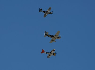 Various historical aircraft practice at the 2011 Randolph Air Force Base Airshow, Oct. 28. The air show also included aircraft displays from World War II, the Korean War and modern planes. (U.S. Air Force photo/Joel Martinez)