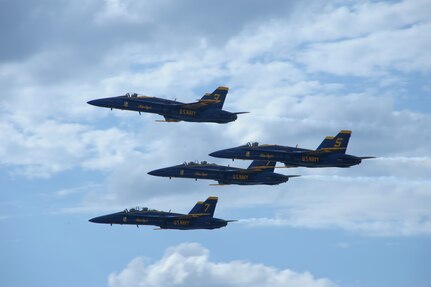 Navy Blue Angels arrive at Randolph Air Force Base, Oct. 27 for the 2011 Randolph Air Force Base Airshow.  The aerial demonstrations highlight the unique capabilities of the American military services, while showcasing the world's most technologically advanced air and space force and capabilities not ordinarily seen. (U.S. Air Force photo/Joel Martinez)
