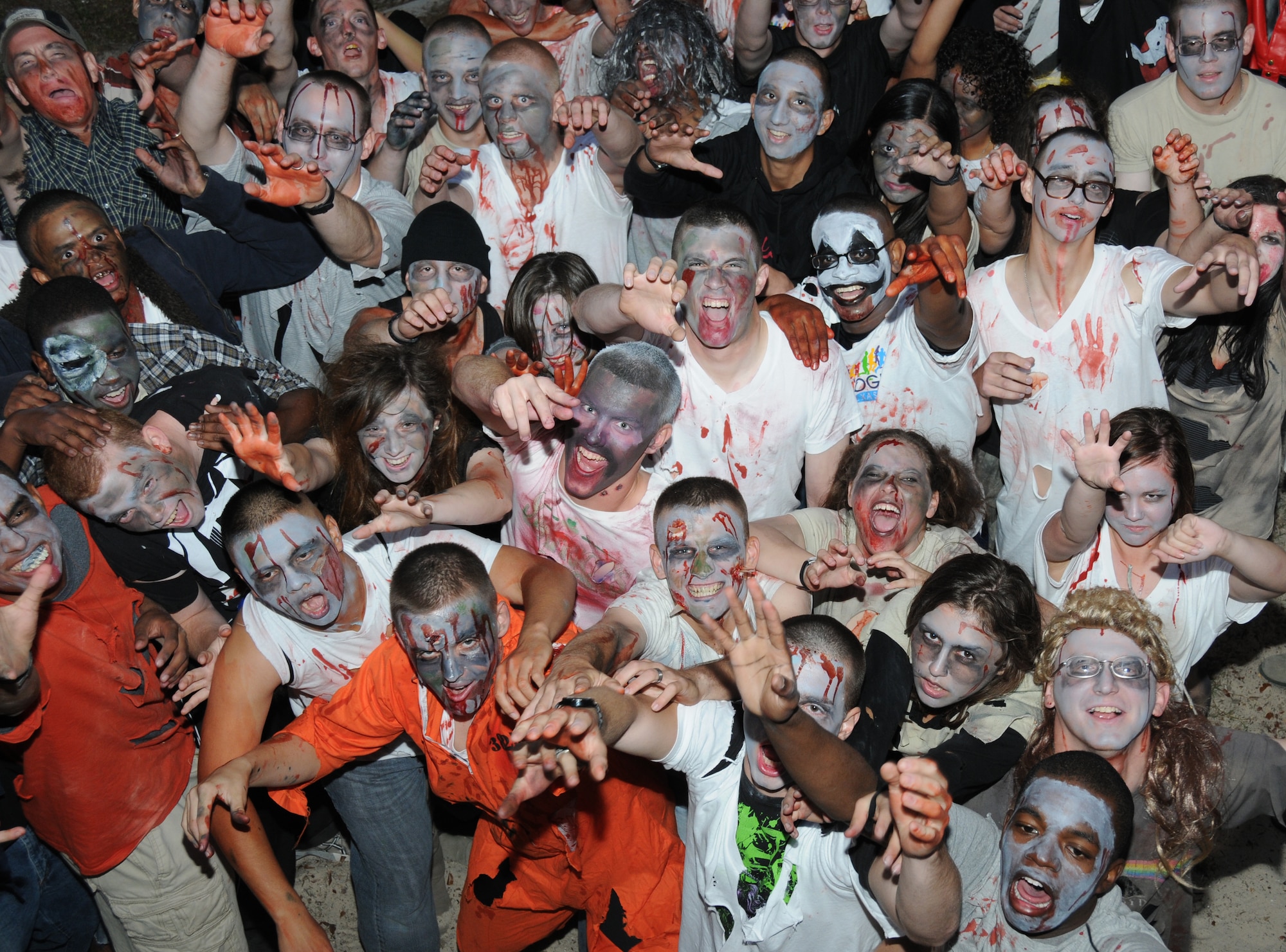 Training Squadron students dress up as zombies for the Ghouls in the Park event Oct. 28, 2011, at Keesler Air Force Base, Miss.  The events’ activities include a costume contest, pumpkin painting, hay rides and a haunted house.  (U.S. Air Force photo by Kemberly Groue)