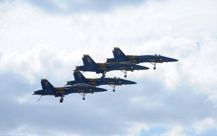 Navy Blue Angels arrive at Randolph Air Force Base, Oct. 27 for the 2011 Randolph Air Force Base Airshow.  The aerial demonstrations highlight the unique capabilities of the American military services, while showcasing the world's most technologically advanced air and space force and capabilities not ordinarily seen. (U.S. Air Force photo/Joel Martinez)