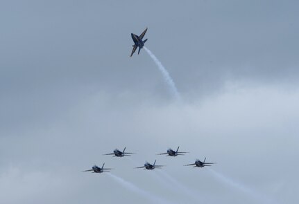 Navy Blue Angels arrive at Randolph Air Force Base, Oct. 27 for the 2011 Randolph Air Force Base Airshow. The pilots perform a variety of maneuvers demonstrating both high-performance and precision capabilities of the aircraft.  (U.S. Air Force photo/Joel Martinez)