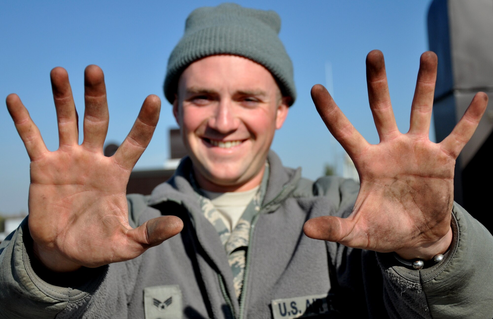Senior Airman Casey Dale, 319th Civil Engineer Squadron, poses for a photo Oct. 21 on Grand Forks Air Force Base, N.D. (U.S. Air Force photo/Airman 1st Class Derek VanHorn)
