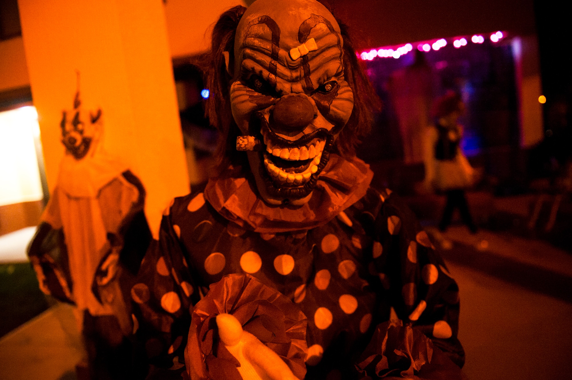 Halloween decorations are displayed during trick or treating Oct. 31, 2011, at Incirlik Air Base, Turkey. Base housing was open from 6-8 p.m. for all ages to celebrate Halloween together, dress in costumes and collect treats. (U.S. Air Force photo by Tech. Sgt. Michael B. Keller/Released)