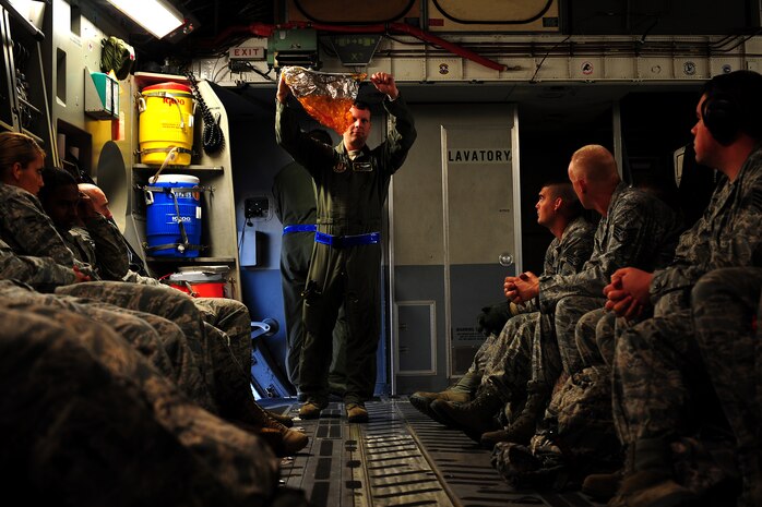 Members of the 437th and 315th Airlift Wings and the 628th Air Base Wing take part in the Operational Readiness Exercise at the Combat Readiness Training Center in Gulfport, Miss., Oct. 25. The ORE is intended to evaluate Team Charleston's ability to "take the fight to the enemy" and objectively measure mission effectiveness. (U.S. Air Force photo/Staff Sgt. Henry Lancaster)



