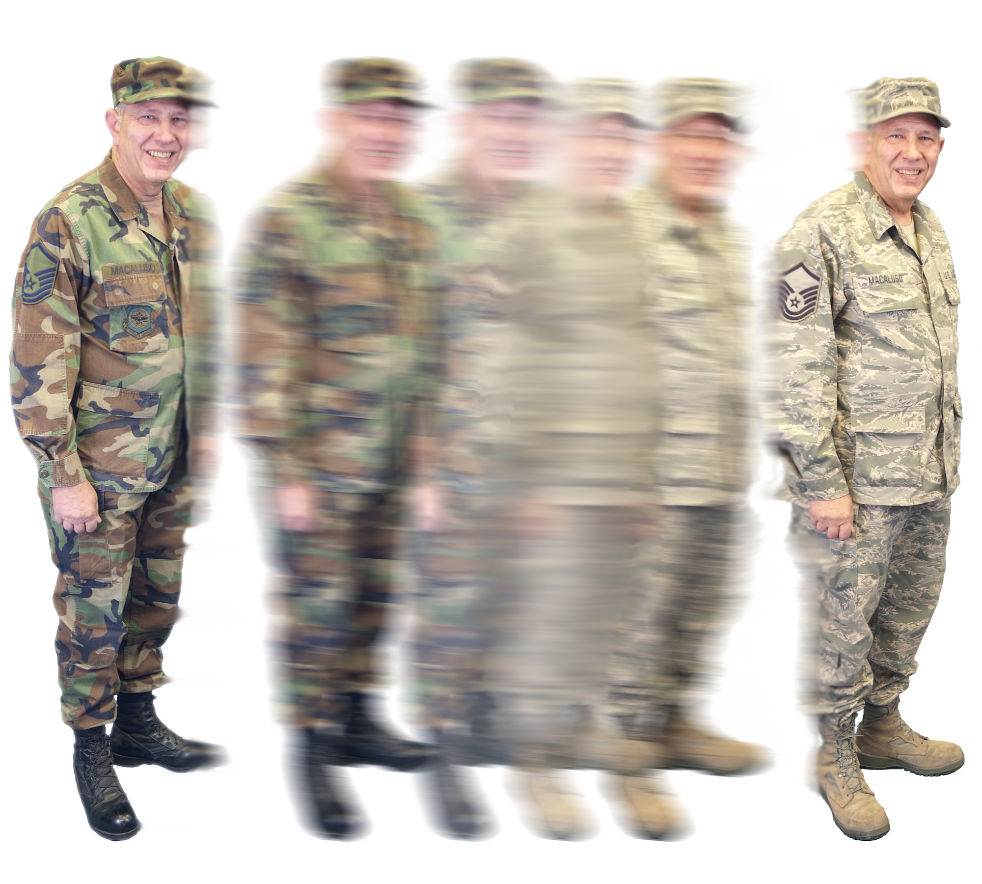 In 2006, the Airman Battle Uniform became authorized for wear and a date was set for final phase-out of the woodland camouflage-patterned BDU’s. Previously announced to be effective Oct. 1 of this year, a more recent Air Force Instruction 36-2903 pushed the date back to Nov. 1. This applies to all Air Force components – active duty, Guard and Reserve. (Nevada National Guard photo illustration.)