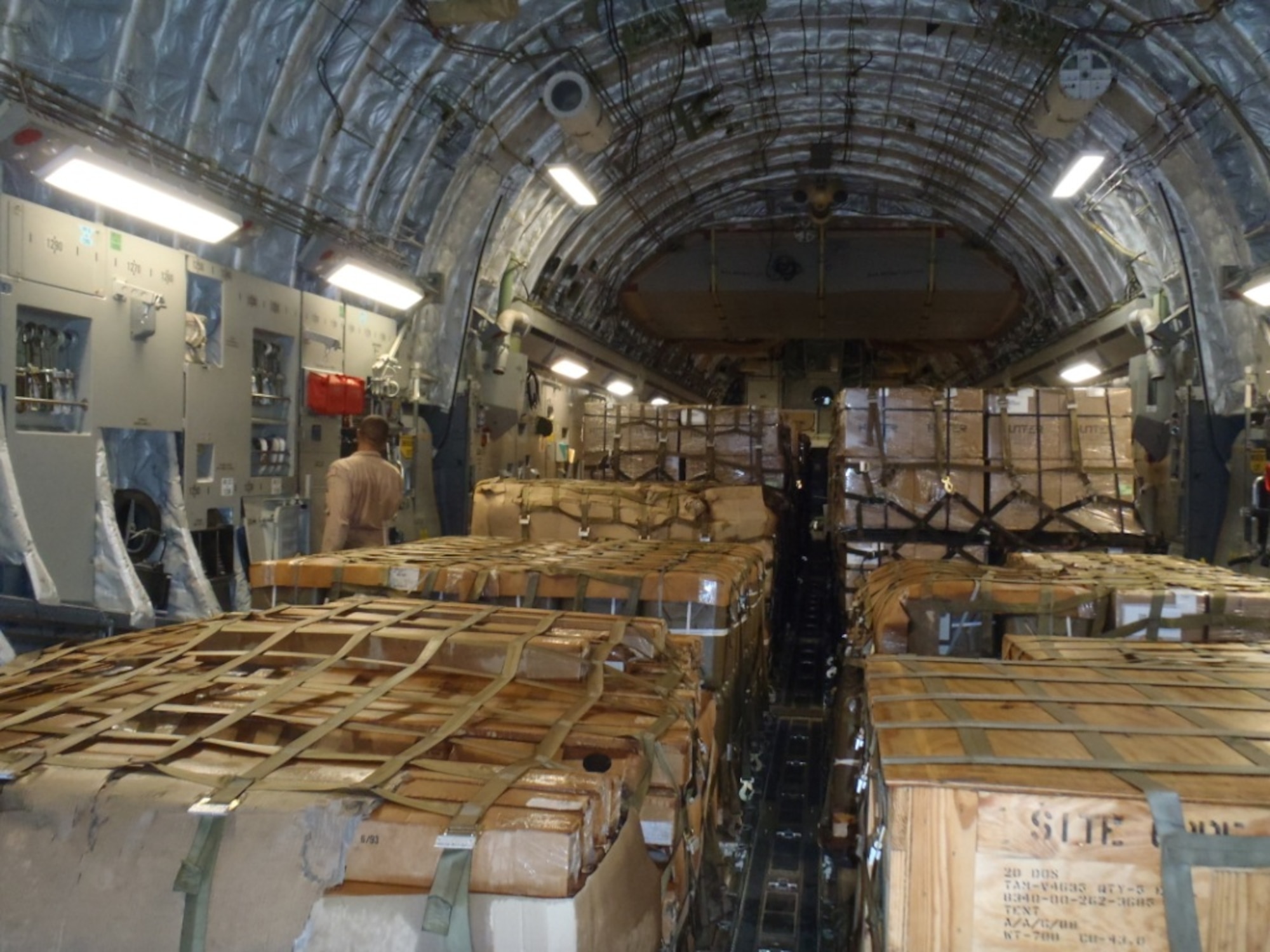 10th Airlift Squadron Airmen perform pre-flight checks before delivering humanitarian relief supplies to eastern Turkey, Nov. 1, 2011, to aid victims of a 7.2 magnitude earthquake which hit the region Oct. 23. The earthquake killed more than 500 people and injured an estimated 2,300. (U.S. Air Force courtesy photo)  