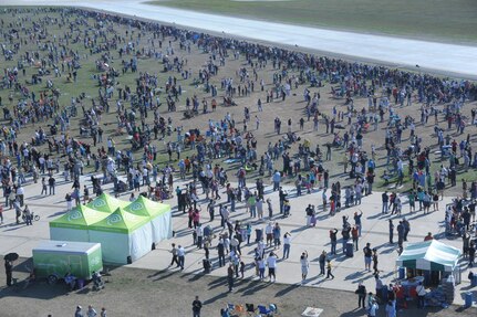 A record crowd of 150,000 attended the 2011 Randolph Air Force Base Airshow Oct. 30. Headlining this year's event were the U.S. Navy Blue Angels. (U.S. Air Force photo/Joel Martinez)