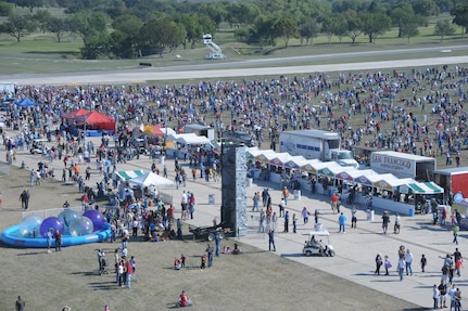 A record crowd of 150,000 attended the 2011 Randolph Air Force Base Airshow Oct. 30. Headlining this year's event were the U.S. Navy Blue Angels. (U.S. Air Force photo/Joel Martinez)