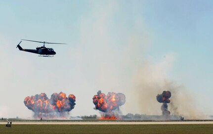 Various historical aircraft perform at the 2011 Randolph Air Force Base Airshow, Oct. 29. The air show also included aircraft displays from World War II, the Korean War and modern planes. (U.S. Air Force photo/Joel Martinez)