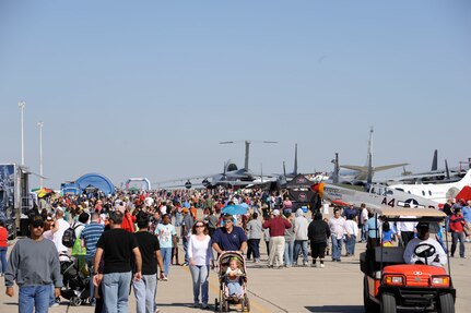 A record crowd of 150,000 attended the 2011 Randolph Air Force Base Airshow Oct. 29. Headlining this year's event were the U.S. Navy Blue Angels. (U.S. Air Force photo/Joel Martinez)