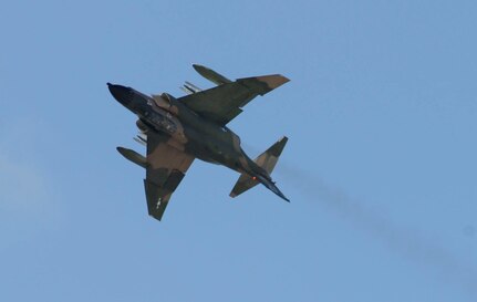 The F-4 Phantom II performs a flyby during the 2011 Randolph Air Force Base Airshow Oct. 29. The F-4 Phantom II is a twin-engine, all weather and tactical fighter-bomber. It originally performed three tactical air roles: air superiority, interdiction and close air support. The aircraft continued to serve the Air Force, including a vital role in Desert Storm, until it was retired in 1996. (U.S. Air Force Photo by Don Lindsey)