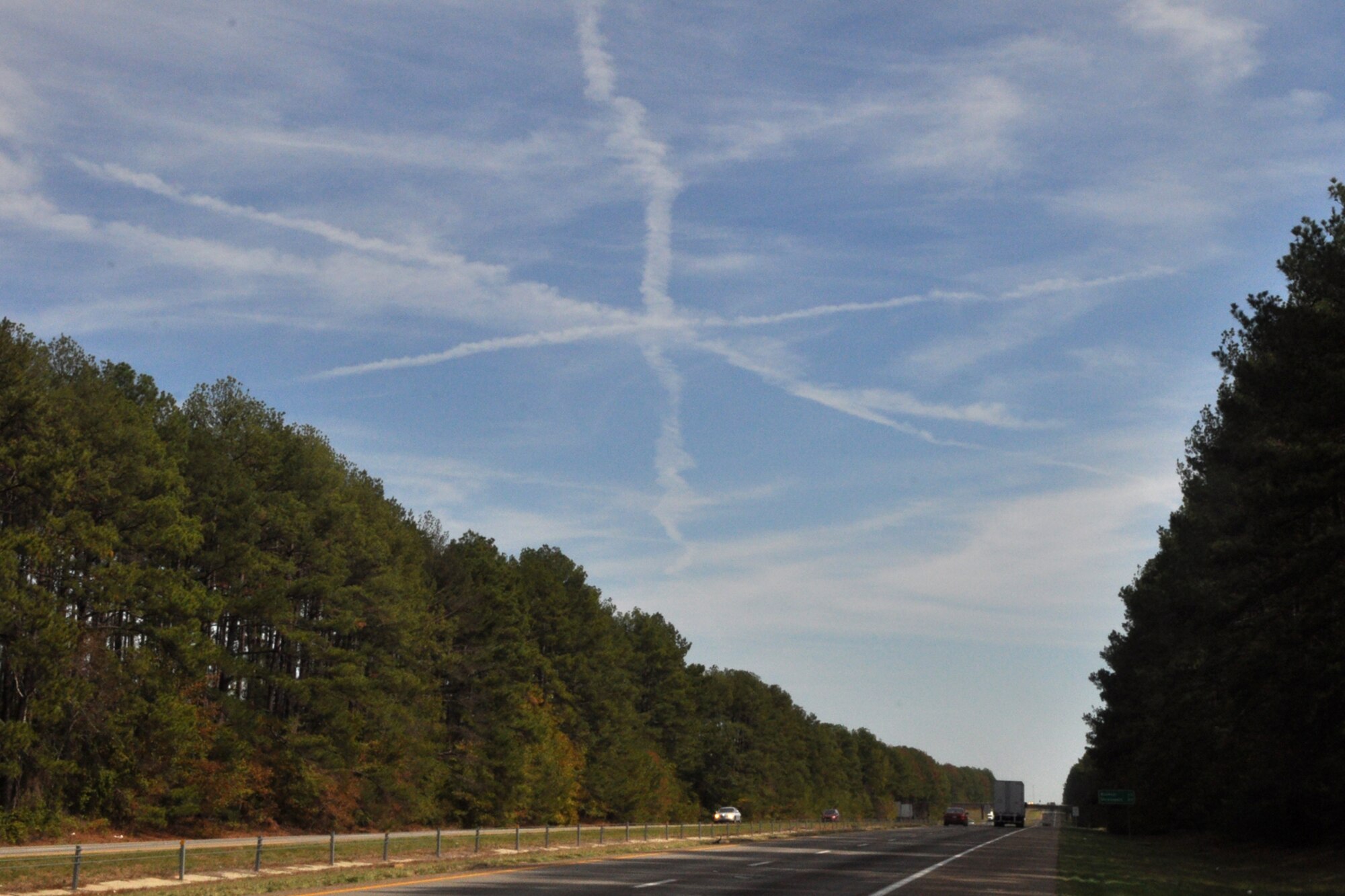 As if to mark to early arrival of winter, a snowflake design is formed by condensed water vapor made by the exhaust of aircraft engines in the sky over Waskom, Texas, and Shreveport, La., Oct. 30, 2011. On this same day a blizzard dumped the earliest snowfall in hundreds of years on the Northeast, cutting power to millions of people. (Courtesy photo by Jeff Walston)