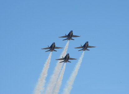 Navy Blue Angels perform at Randolph Air Force Base, Oct. 29 for the 2011 Randolph Air Force Base Airshow. The pilots perform a variety of maneuvers demonstrating both high-performance and the precision capabilities of the aircraft.  (U.S. Air Force photo/Joel Martinez)