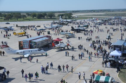 A record crowd of 150,000 attended the 2011 Randolph Air Force Base Airshow Oct. 29. Headlining this year's event were the U.S. Navy Blue Angels. (U.S. Air Force photo/Joel Martinez)