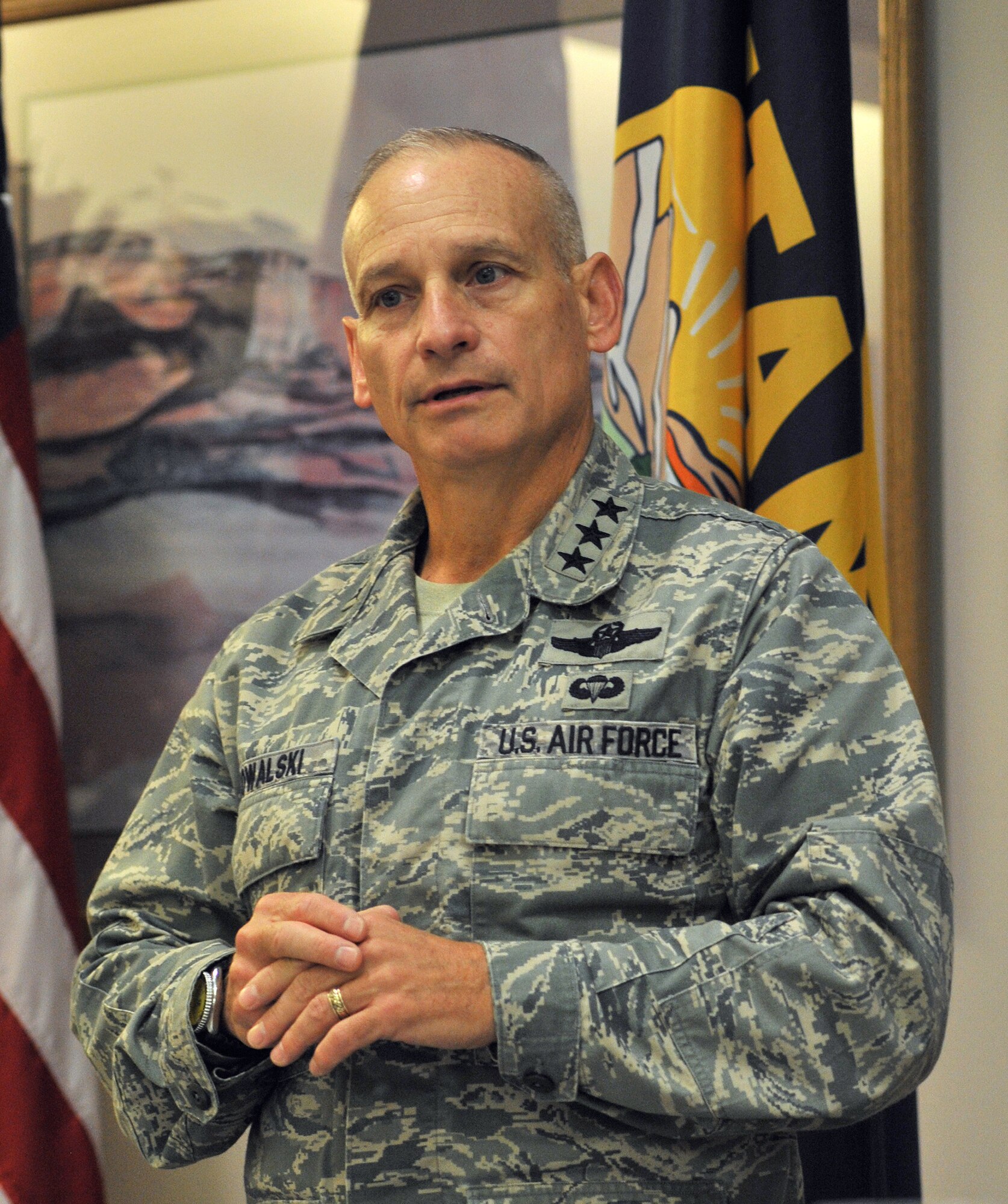 Lt. Gen. Jim Kowalski, commander of Air Force Global Strike Command, speaks to Airmen during a breakfast at the Elkhorn Diner Oct. 27. (U.S. Air Force photo/John Turner)