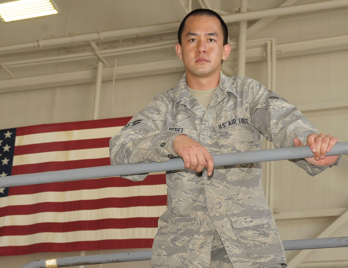 Airman 1st Class Joseph Ray A. Perez participates in a maintenance training exercise with other members of the 146th Aerospace Maintenance Squadron at the 146th Airlift Wing Port Hueneme, Calif. on October 2, 2011. Airman 1st Class Perez is the 146th Airlift Wing's Featured Airman of the Month for October, 2011.